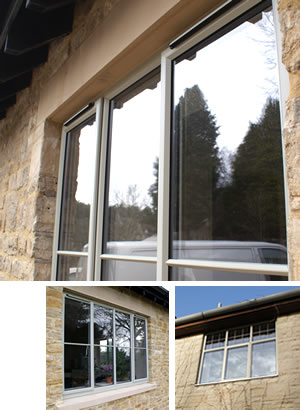 Aluminium windows, one with trickle vent and one with astragal bars